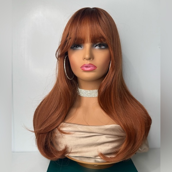 COPPER - AUBURN 20 In Wig with Bangs - Realistic Look - Picture 1 of 9